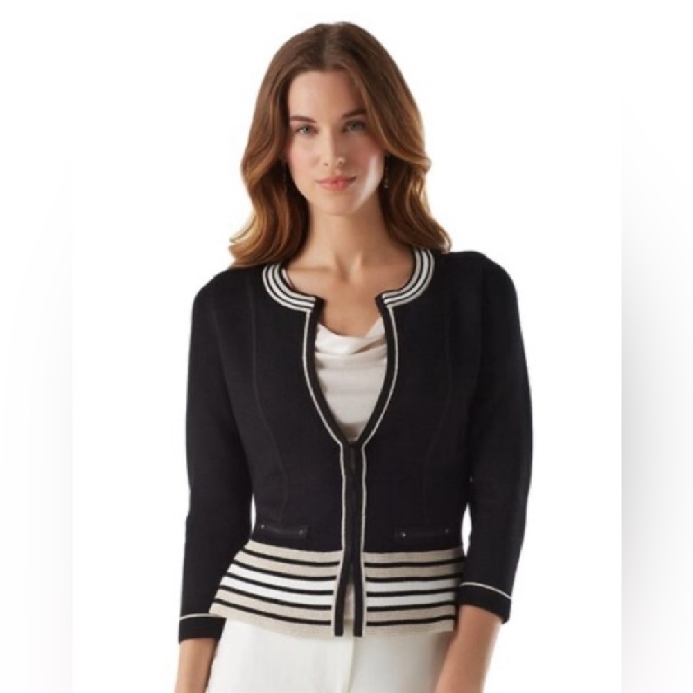 White House Black Market Milano Stripe Jacket-Sz: L- BNWT - Picture 1 of 11